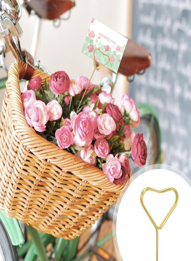 Siutaga 20 Pcs Metal Floral Place Card Holder Photo Clip Stick Metal Flower Place Card Holder for Wedding Party Favor Gift Memo Flower Arrangements (Heart) - Image 4